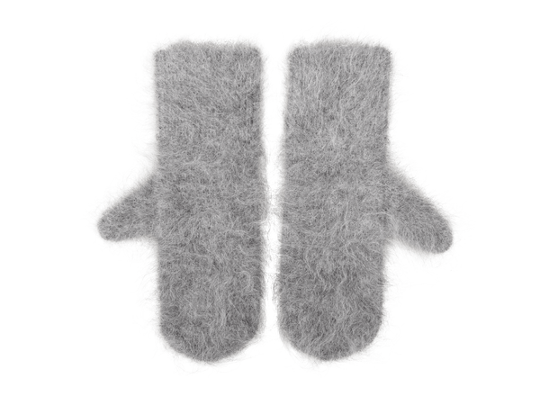 Aba Mittens Grey One Size Fury fluffy alpaca mittens 