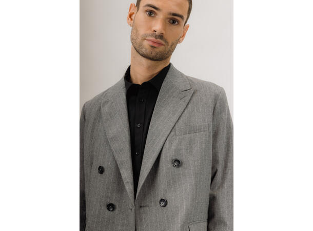 Jenson Blazer Grey M Pinstripe double breasted blazer 