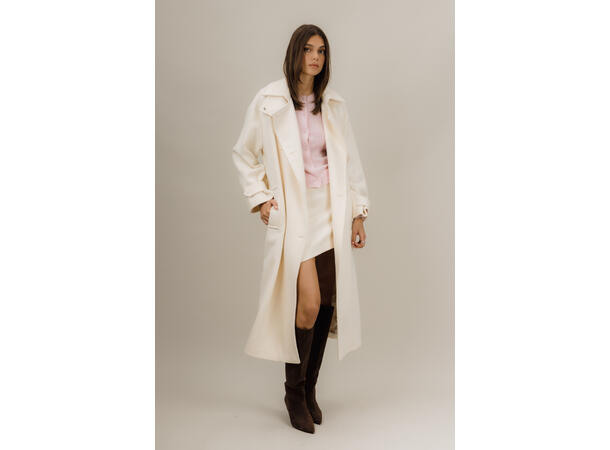 Amelie Trenchcoat Pure Cream S Long wool trench 