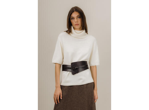 Ebeltoft Belt Chocolate Brown S Leather corset croco print belt 