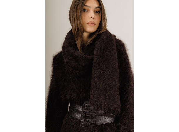 Kiruna Scarf Chocolate Brown One Size Fury fluffy alpaca scarf 
