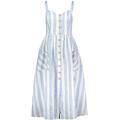Drew Dress Brunnera Blue Stripe XL Linen mix sundress