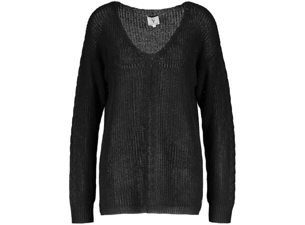 Jemison Sweater Black M Linen mix cable knit sweater 