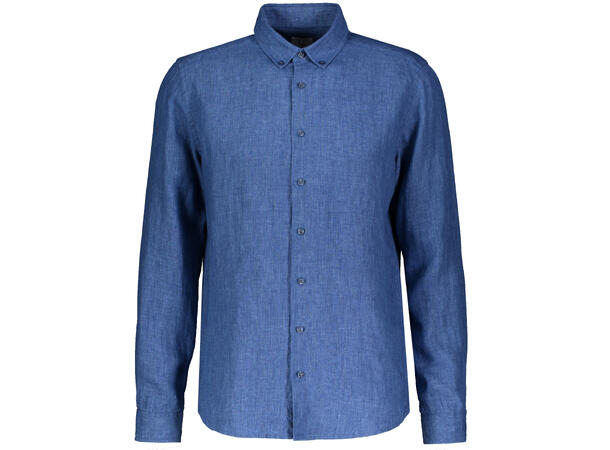 Roman Shirt Mid Blue Melange S Linen Mix 
