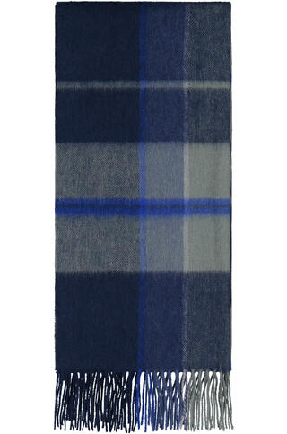 Bea Scarf - Navy Check One Size Wool scarf