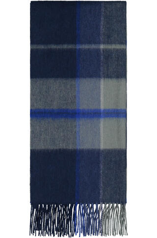 Bea Scarf - Navy Check One Size Wool scarf