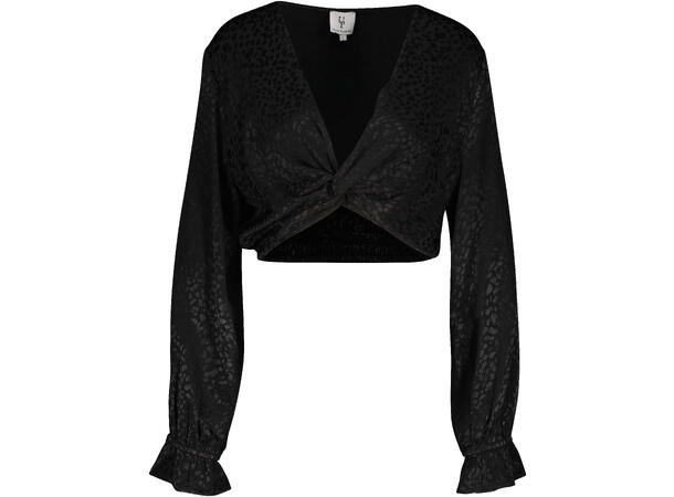 Louisa Top Black XL Shiny pattern knot top 