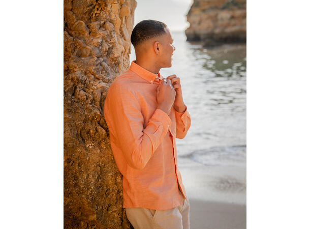 Roald Shirt Burnt Orange XXL Melange linen shirt 